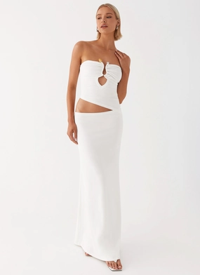 Wild Roses Maxi Dress - White Premium Fabric