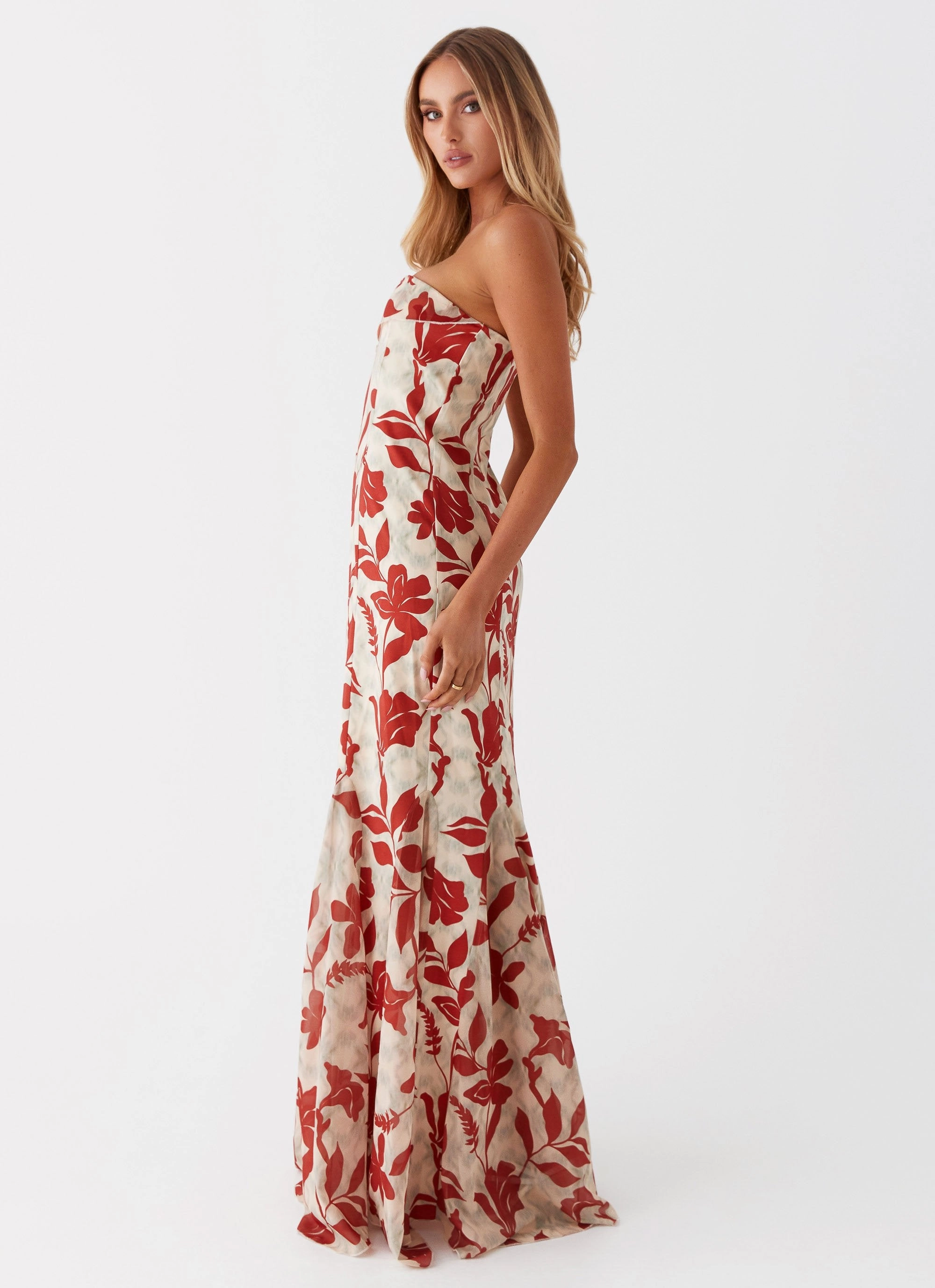 Willa Maxi Dress - Red Green Floral Perfect Fit Practical-Style