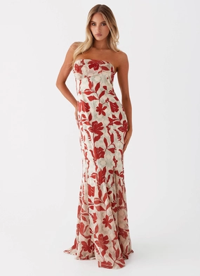 Seasonal Layering Layering Fit Willa Maxi Dress - Red Green Floral