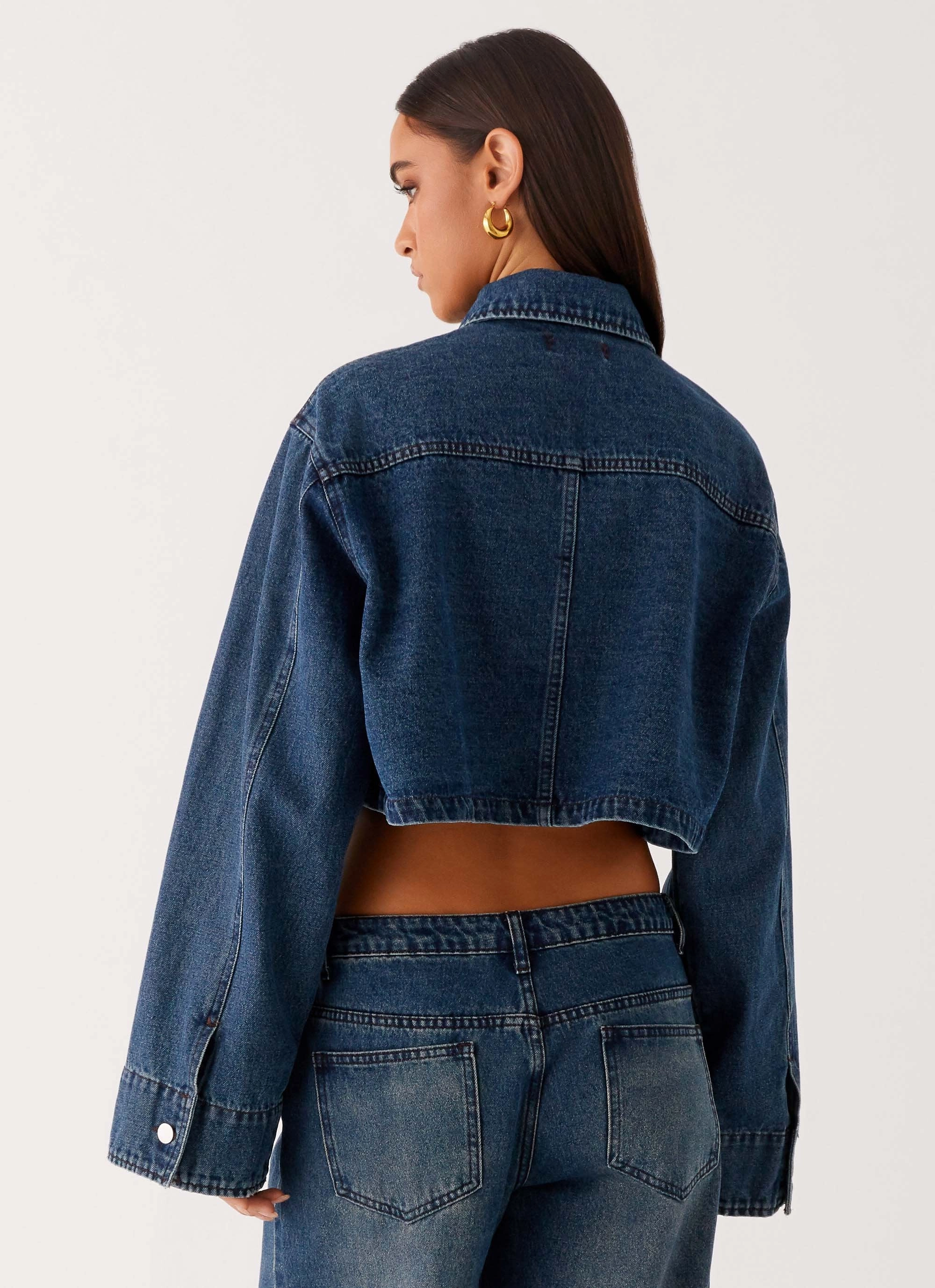 Joan Cropped Denim Jacket - Indigo Abrasion Resistant Edging Holiday Trip