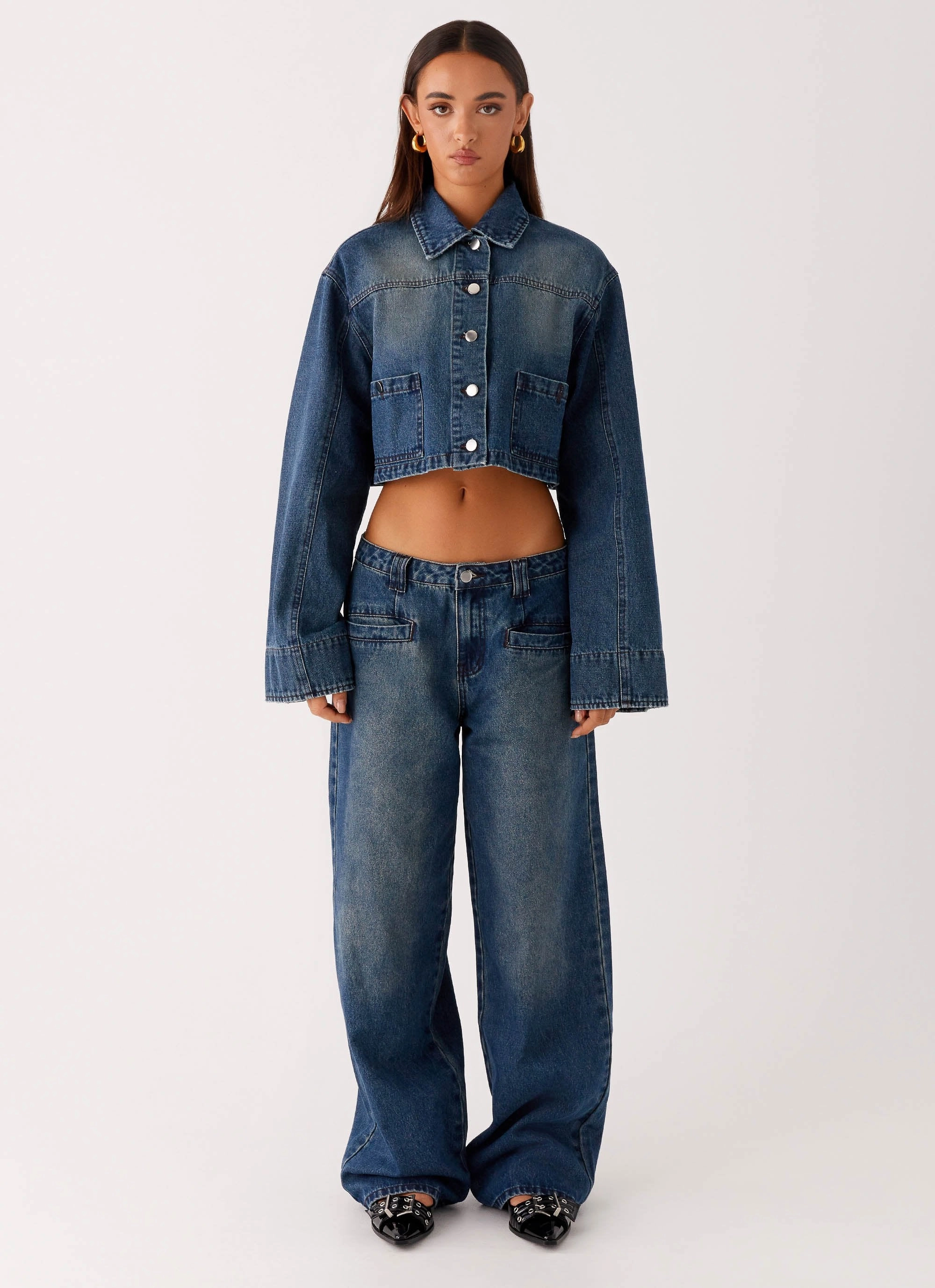 Ultra Soft Brushed Interior Joan Cropped Denim Jacket - Indigo