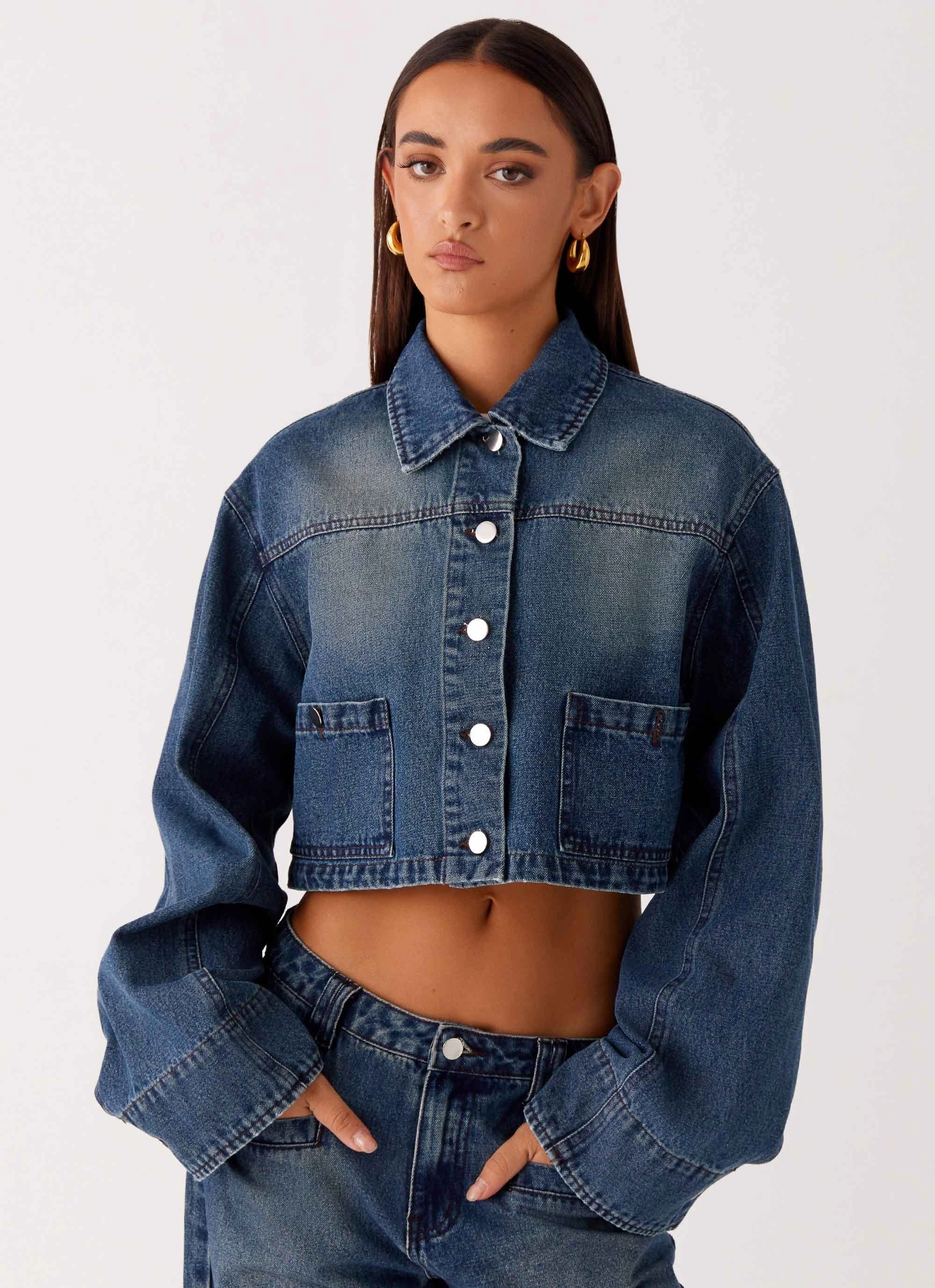 Reinforced Seam Construction Hypoallergenic Textile Joan Cropped Denim Jacket - Indigo