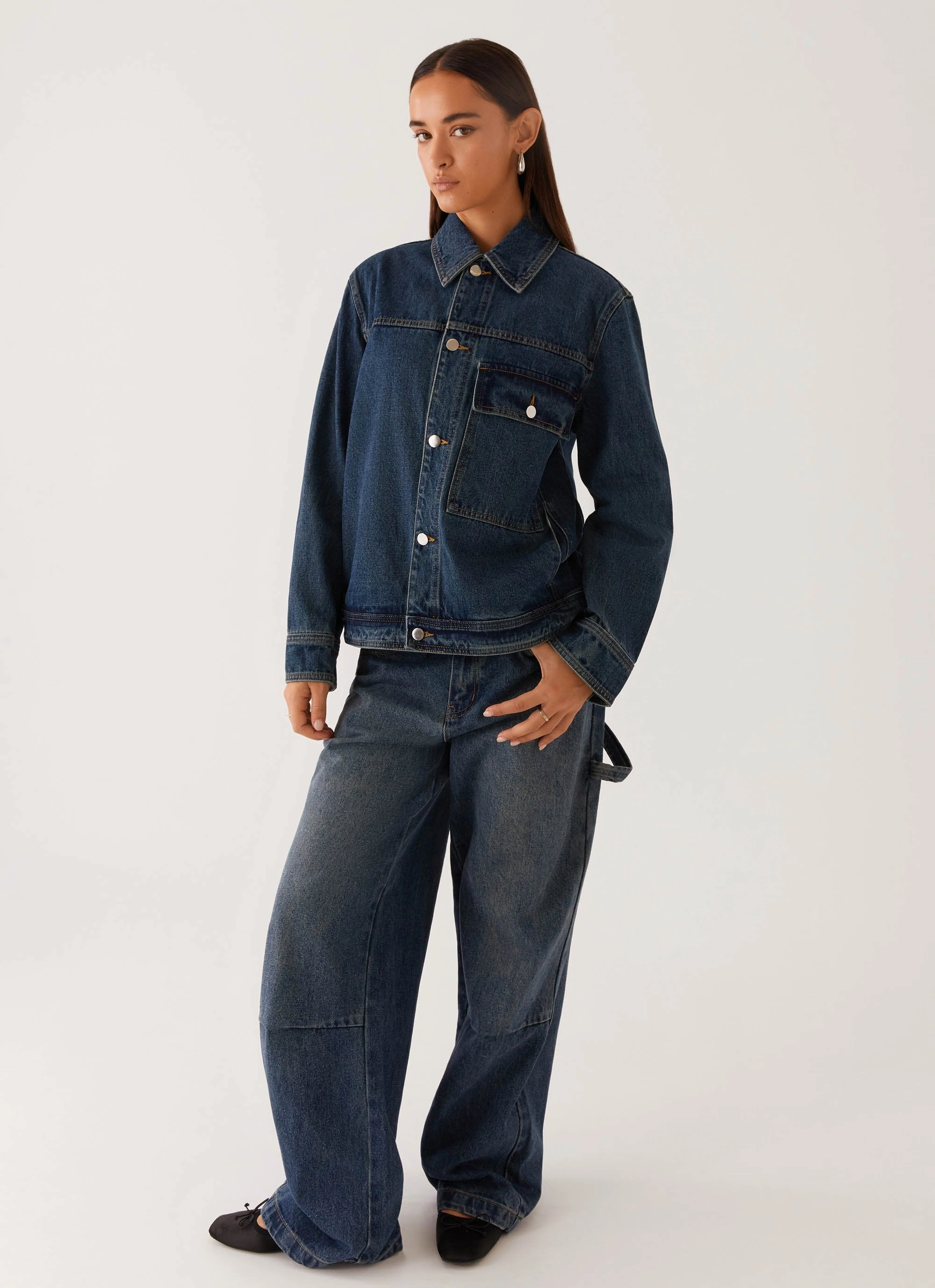 Raelynn Denim Jacket - Indigo Flexible Shoulder Panels EasyClean Coating