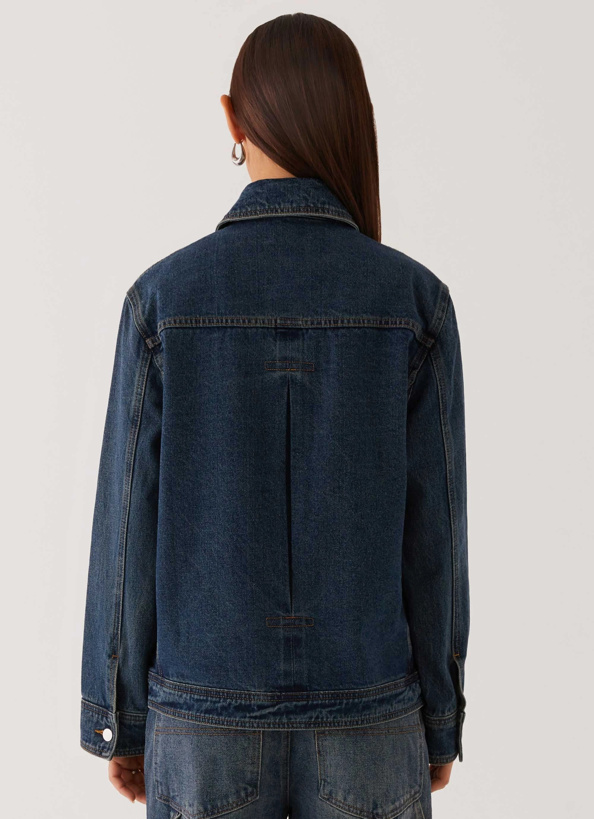 Soft Fleece Lining Raelynn Denim Jacket - Indigo