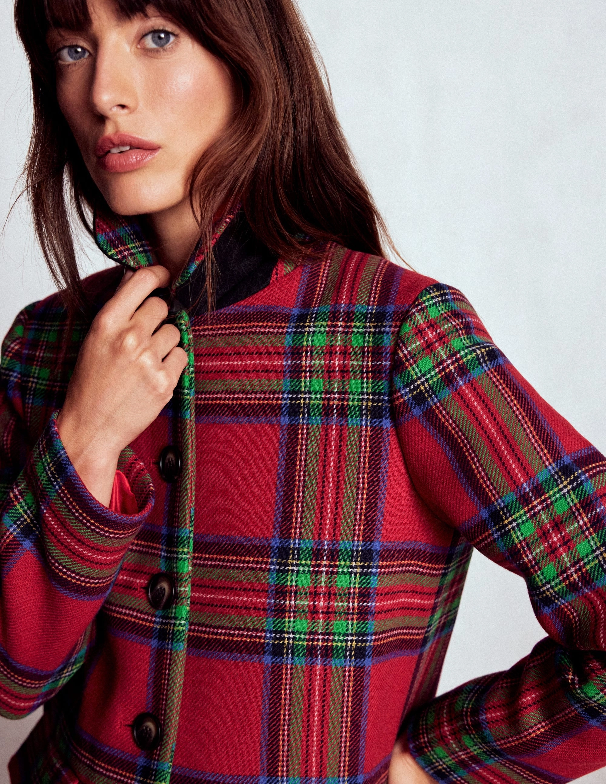 Edinburgh Swing Coat-Red, Blue and Green Check Warm Essentials