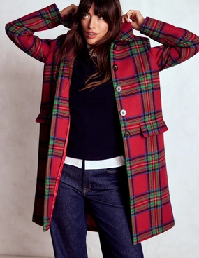 Edinburgh Swing Coat-Red, Blue and Green Check Classic Fit