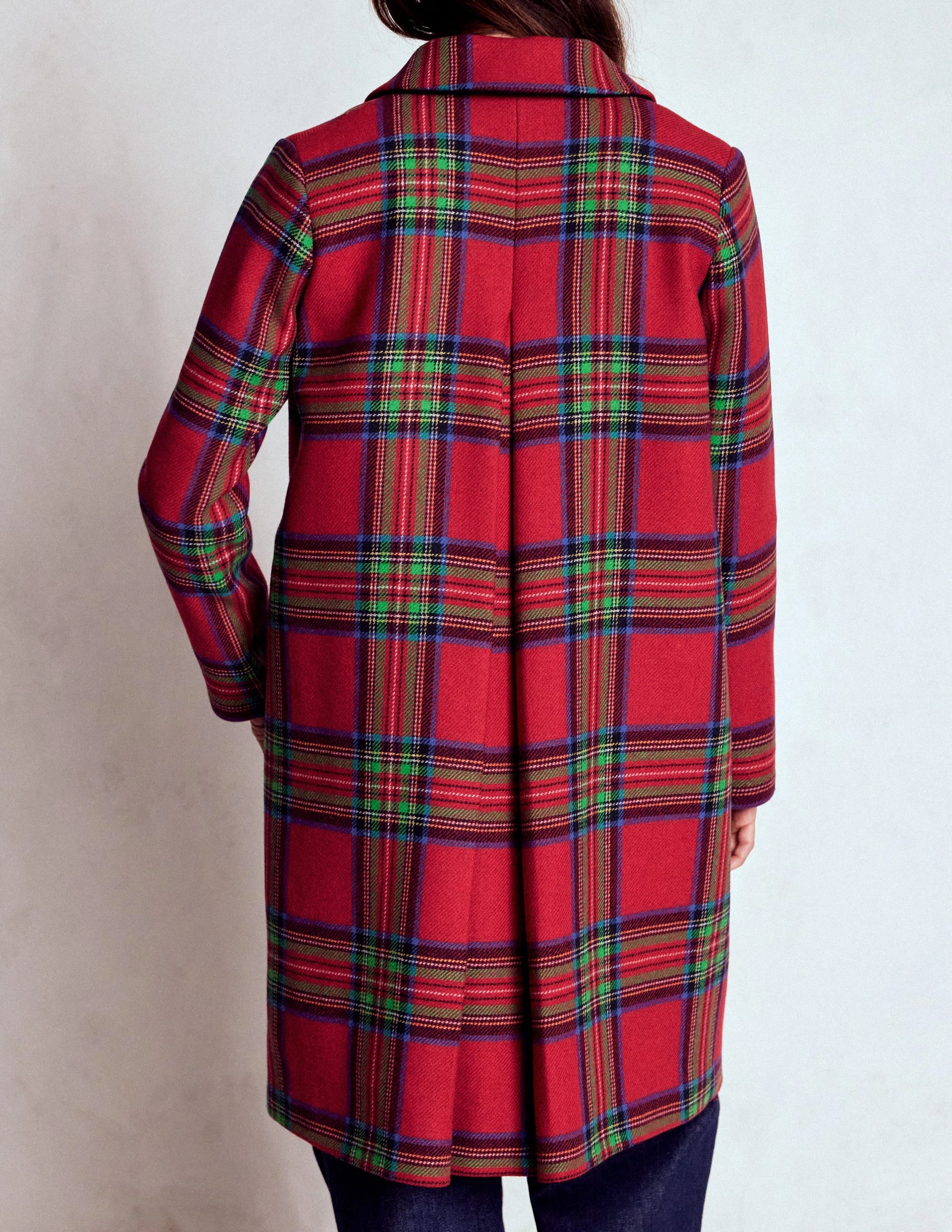 ExpandableSideGussets Edinburgh Swing Coat-Red, Blue and Green Check