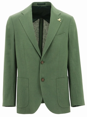 Genoa Green Linen Sports Jacket Abrasion Resistant Finish