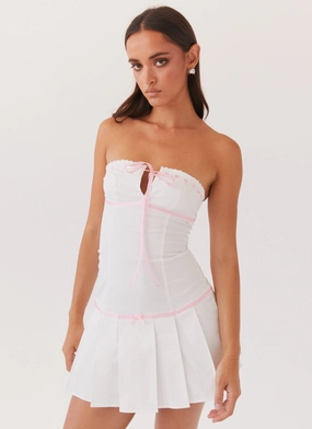 Candy Coated Bustier Mini Dress - Pink Ribbon Comfortable and Chic