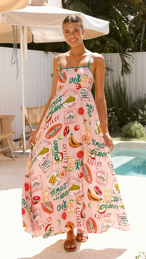 High-Fashion Cruise Maxi Dress - Rio Pink
