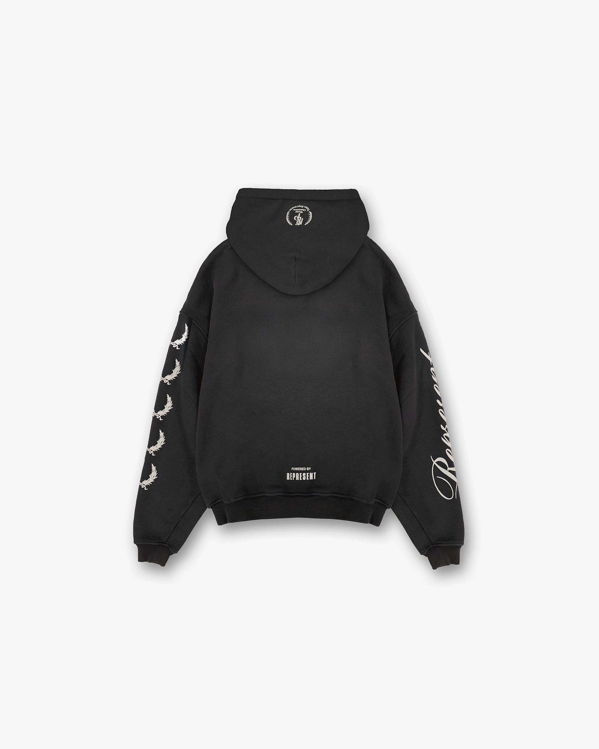 Stretchable Waist World Championship Hoodie - Stained Black