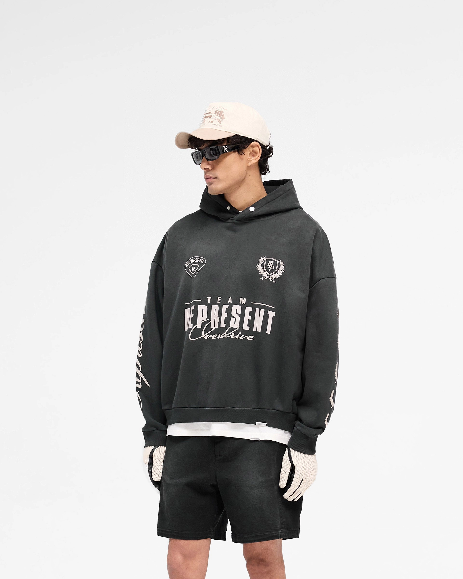 World Championship Hoodie - Stained Black Relaxed Style Non Fading Coloration
