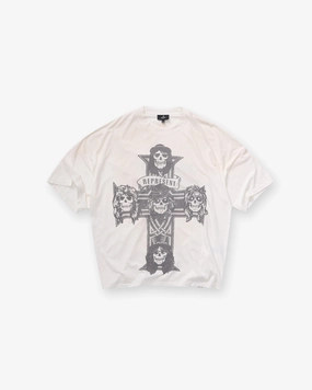 Flexible Weave Chic And Comfortable Represent X Guns N' Roses Cross T-Shirt - Washed Ecru
