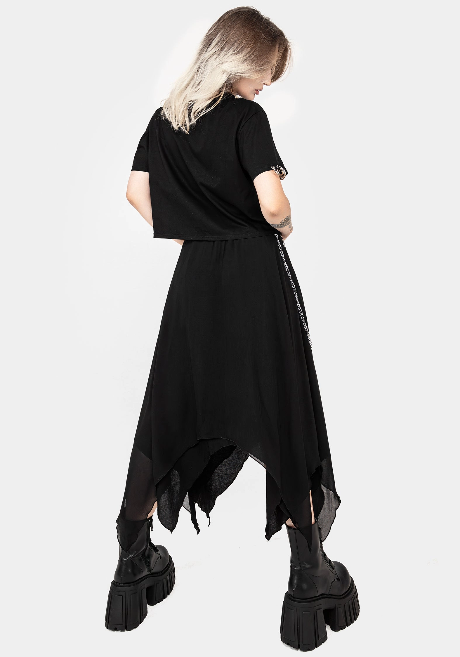 Levitate Chain Detail Midi Skirt Gathered waist Business Meeting