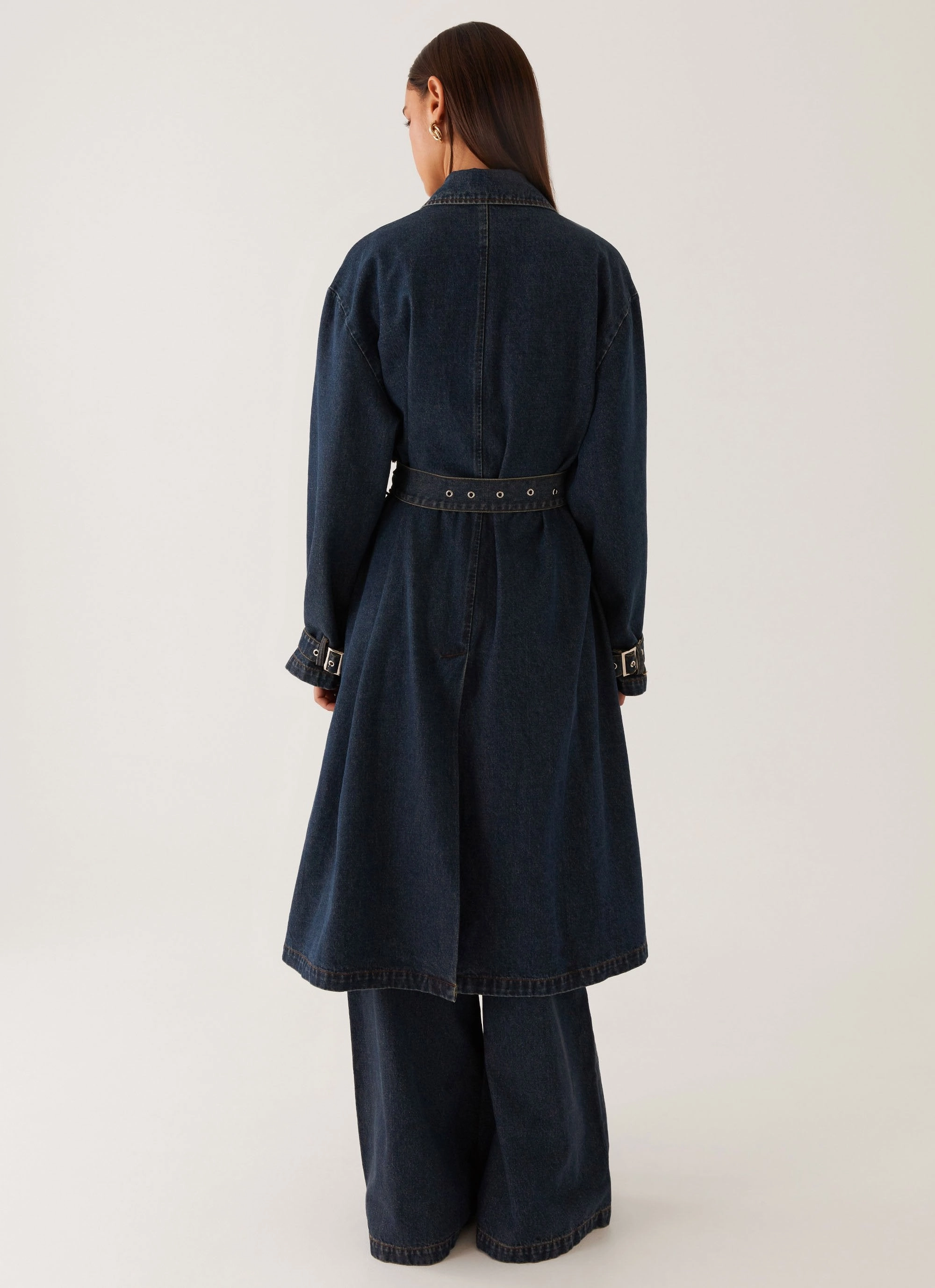 Yosemite Oversized Trench Coat - Blue Double Layer Protection