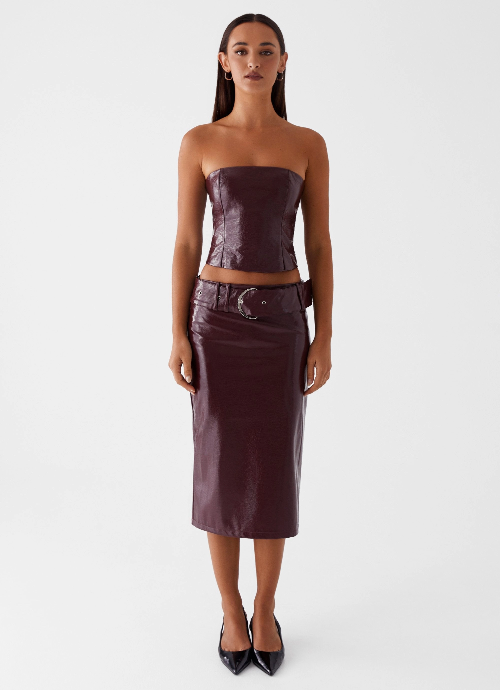 A Line Silhouette Handmade Item Wynnie Midi Skirt - Cherry Red