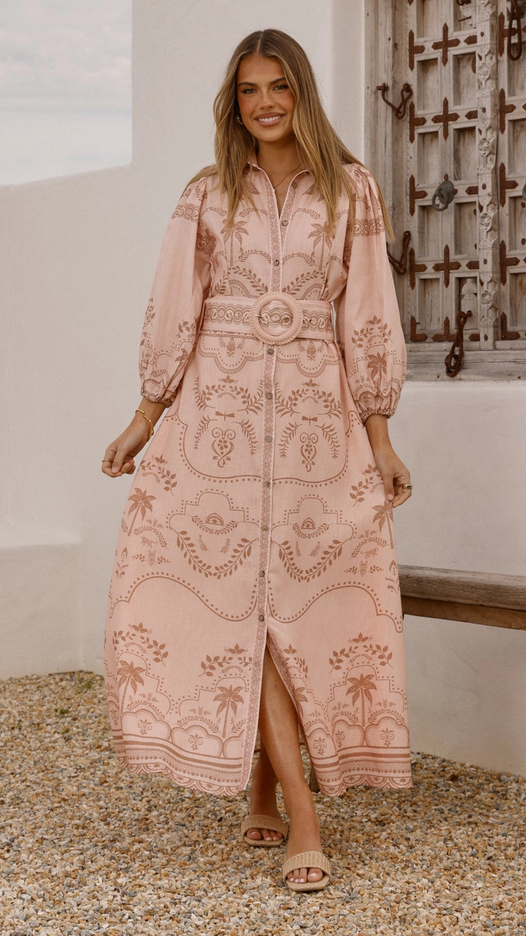 Soft Stretch Xander Long Sleeve Maxi Dress - Blush