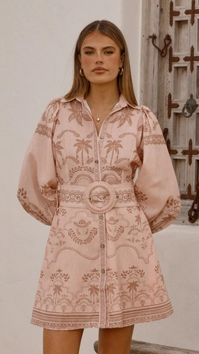 Xander Long Sleeve Mini Dress - Blush Style Ease Satin Grace