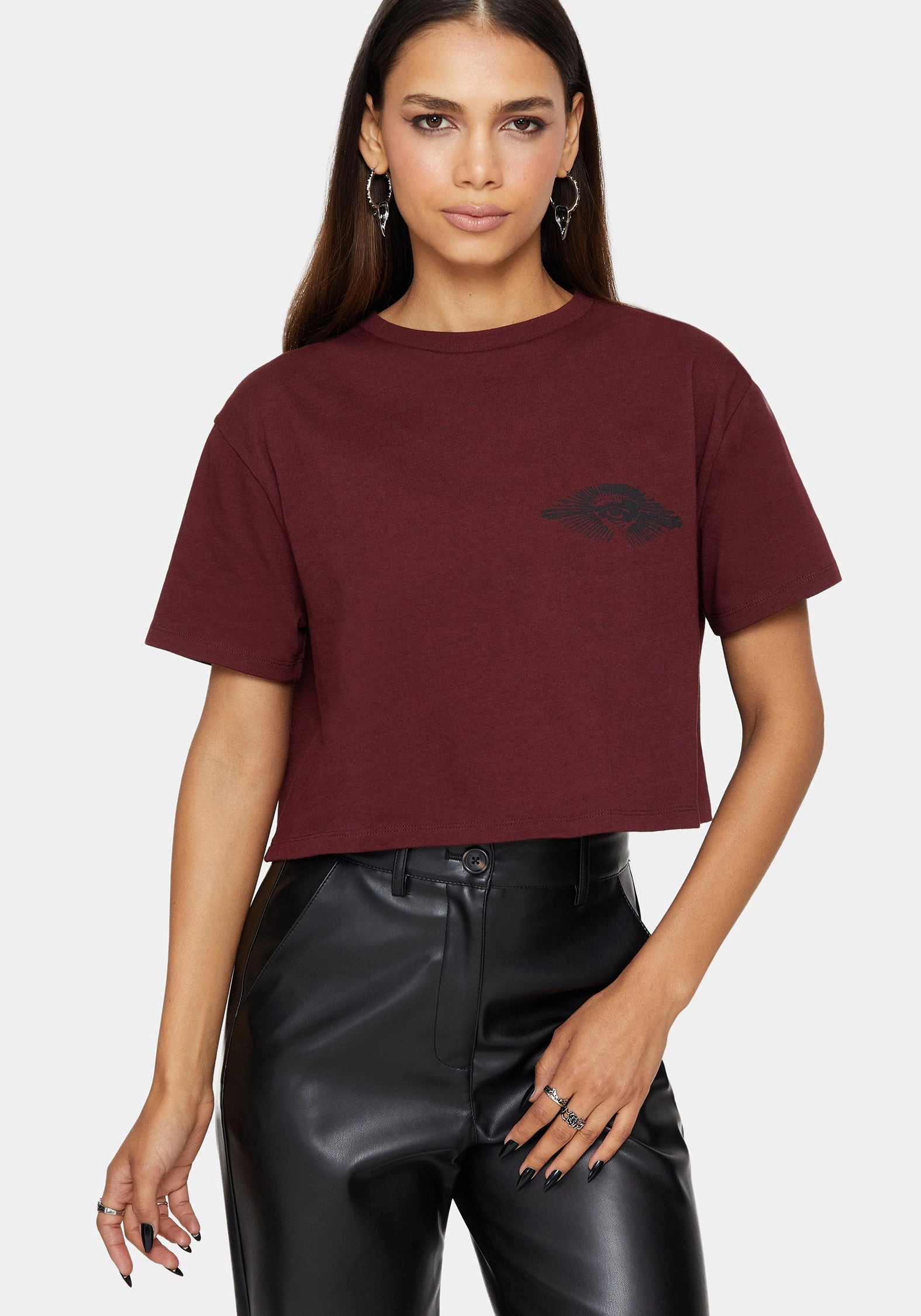 Casual Elegance Xove Medieval Graphic Boxy Crop Cotton T-Shirt