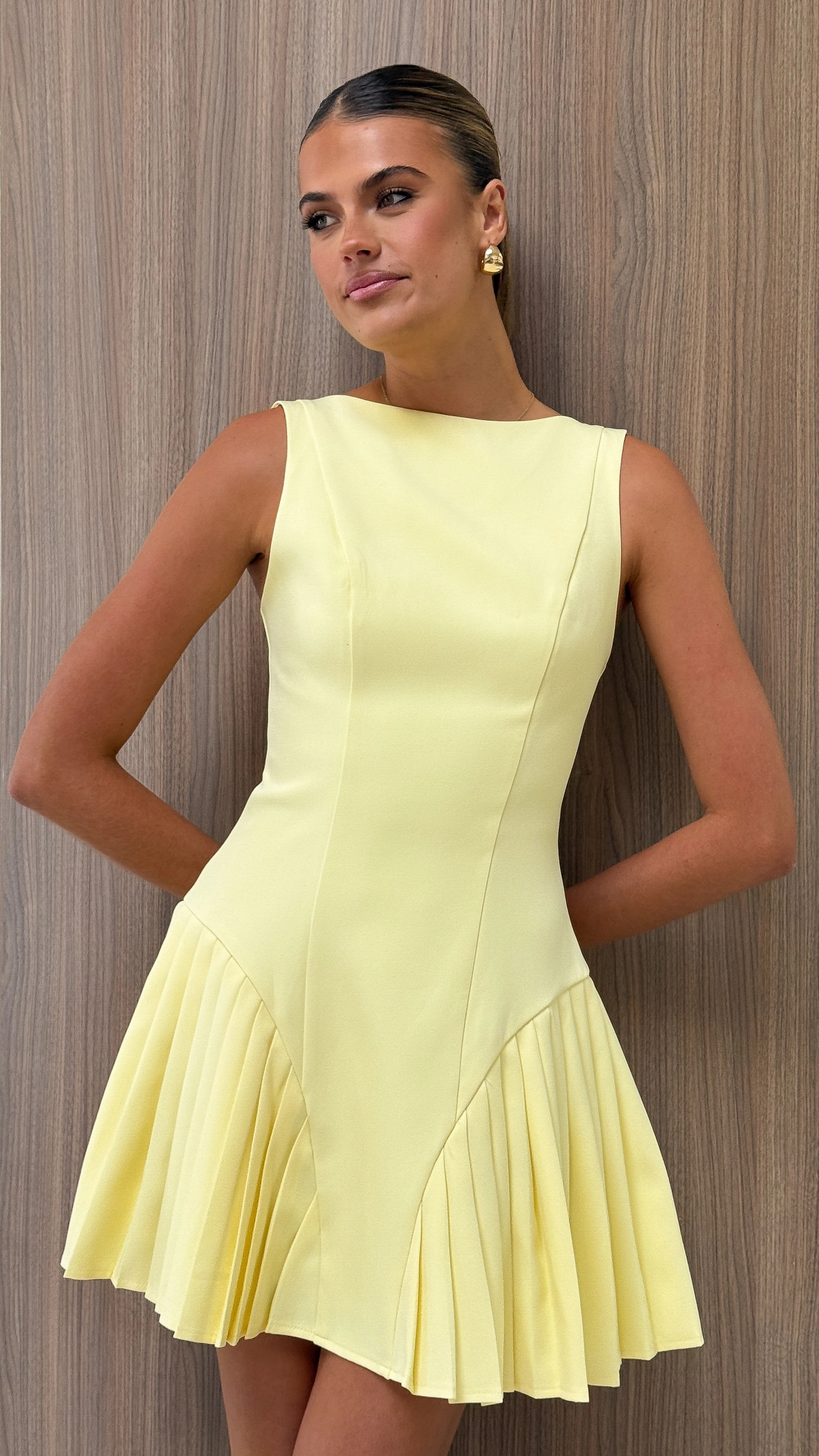 Romantic dinner wear Yesim Mini Dress - Yellow