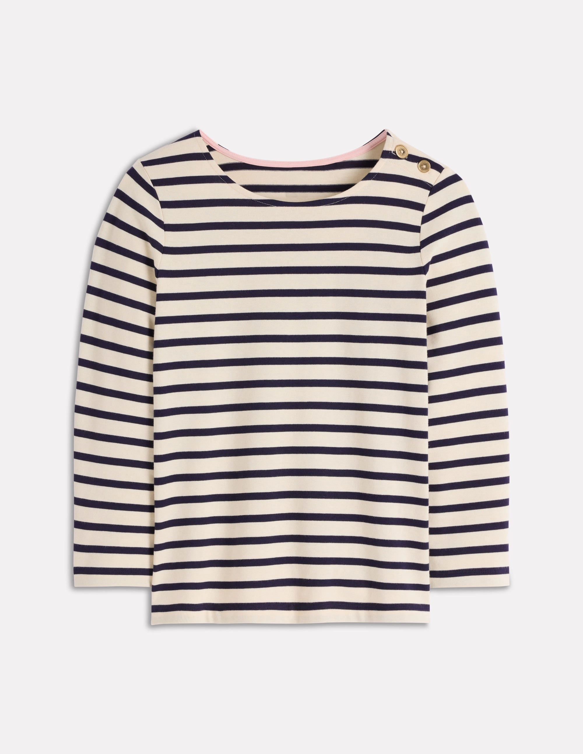 Button Mariner Breton-Ivory and Navy Stripe Shape Retention Fabric LightweightMaterial