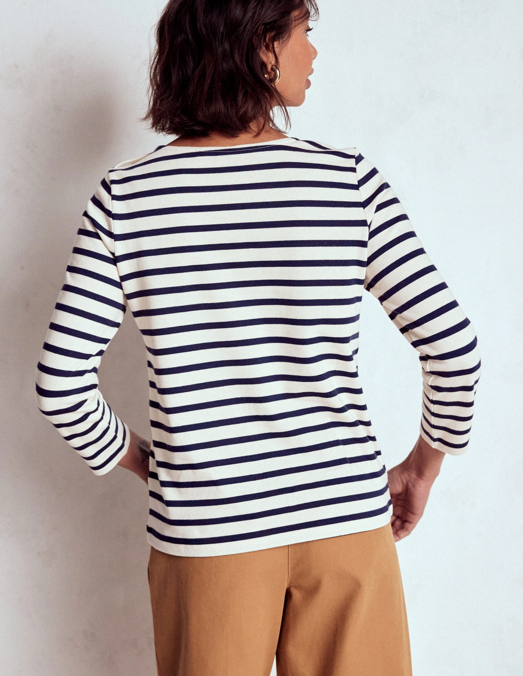 Button Mariner Breton-Ivory and Navy Stripe Reversible design