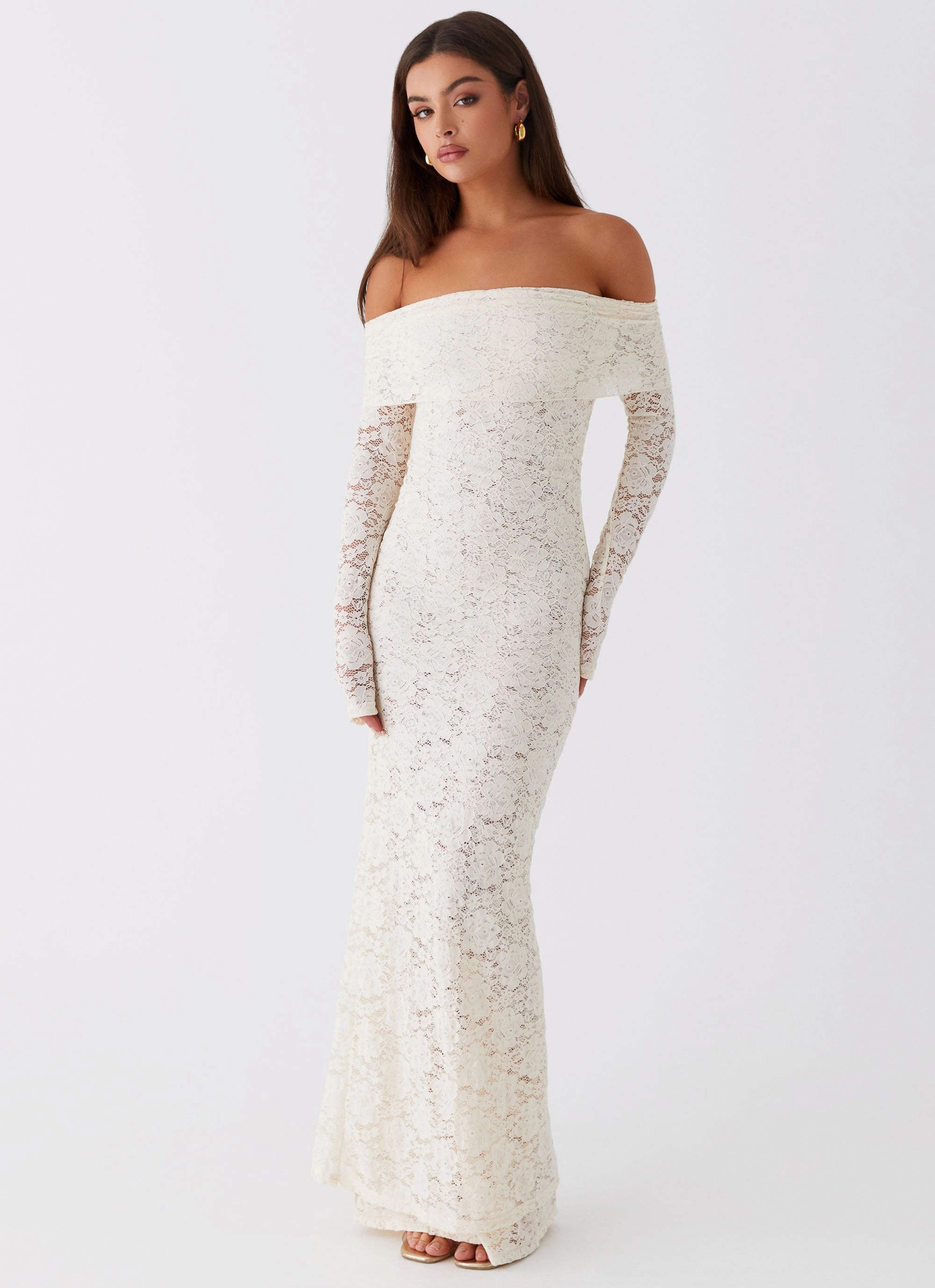 Yours Always Lace Maxi Dress - Ivory Silky-Feel Date Ready