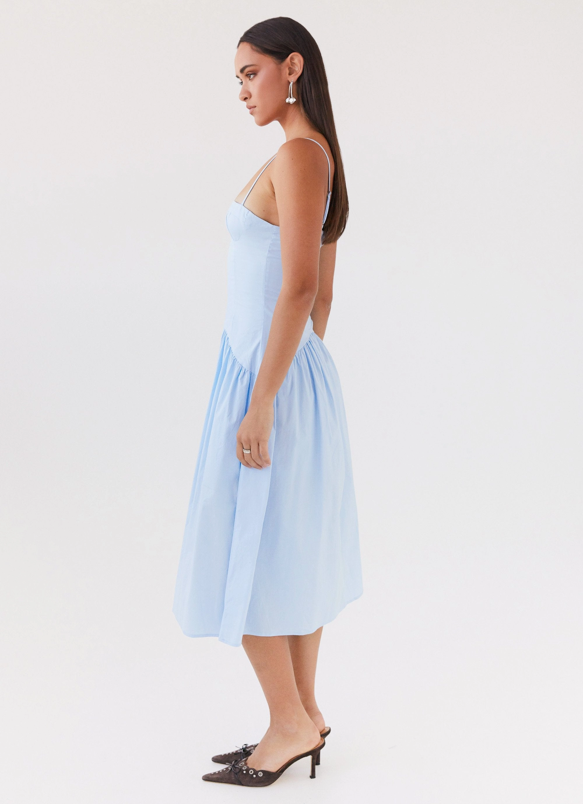 Vibrant Design Art-Gallery Yvette Corset Midi Dress - Blue