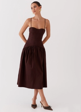Bare Arm Family Glow Yvette Corset Midi Dress - Chocolate