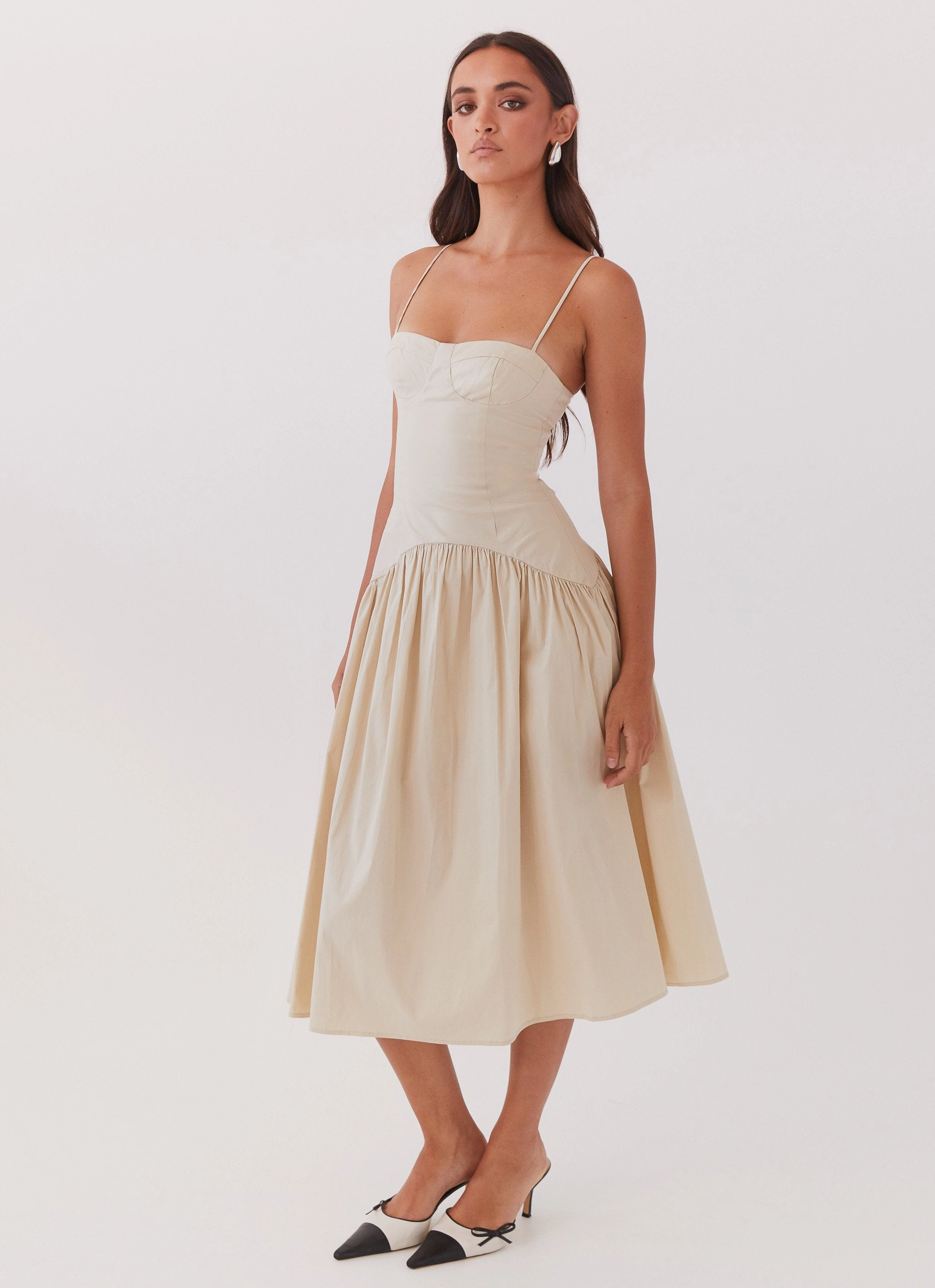 Yvette Corset Midi Dress - Desert Sage Edgy Look Smile Soft