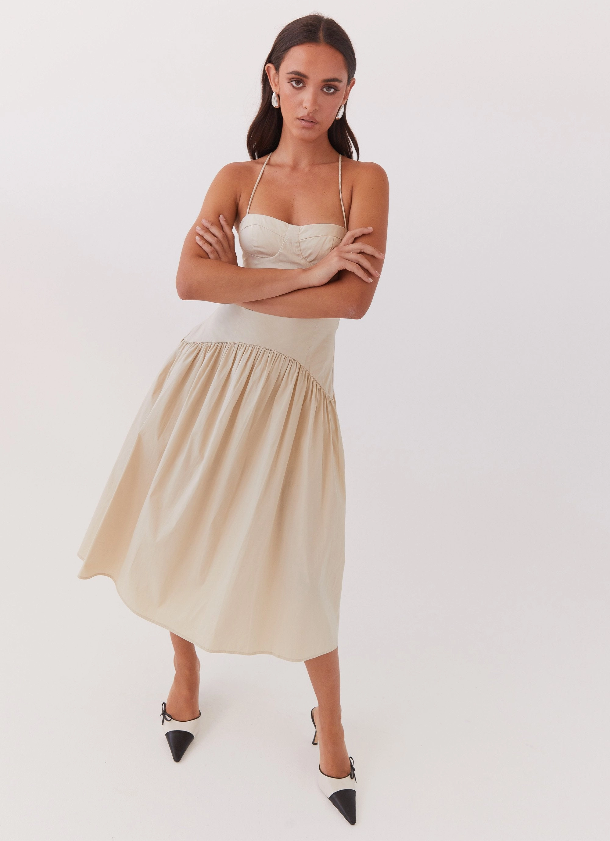 Quick Elegance Yvette Corset Midi Dress - Desert Sage
