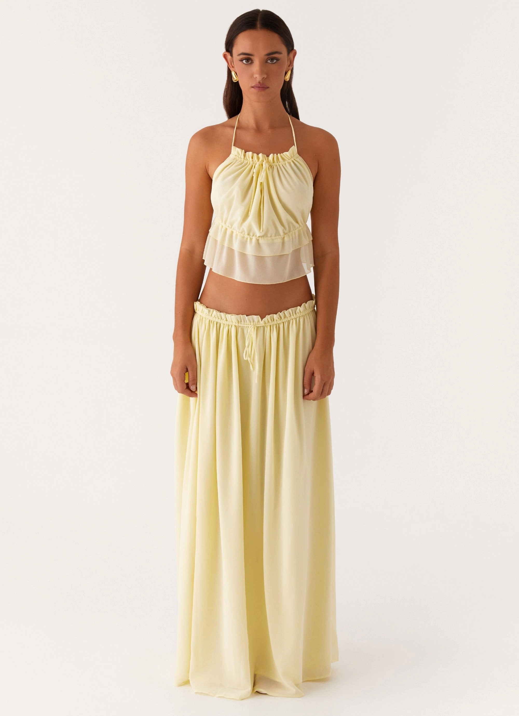 Zaya Maxi Skirt - Yellow Wrinkle Resistant Outfit Combo
