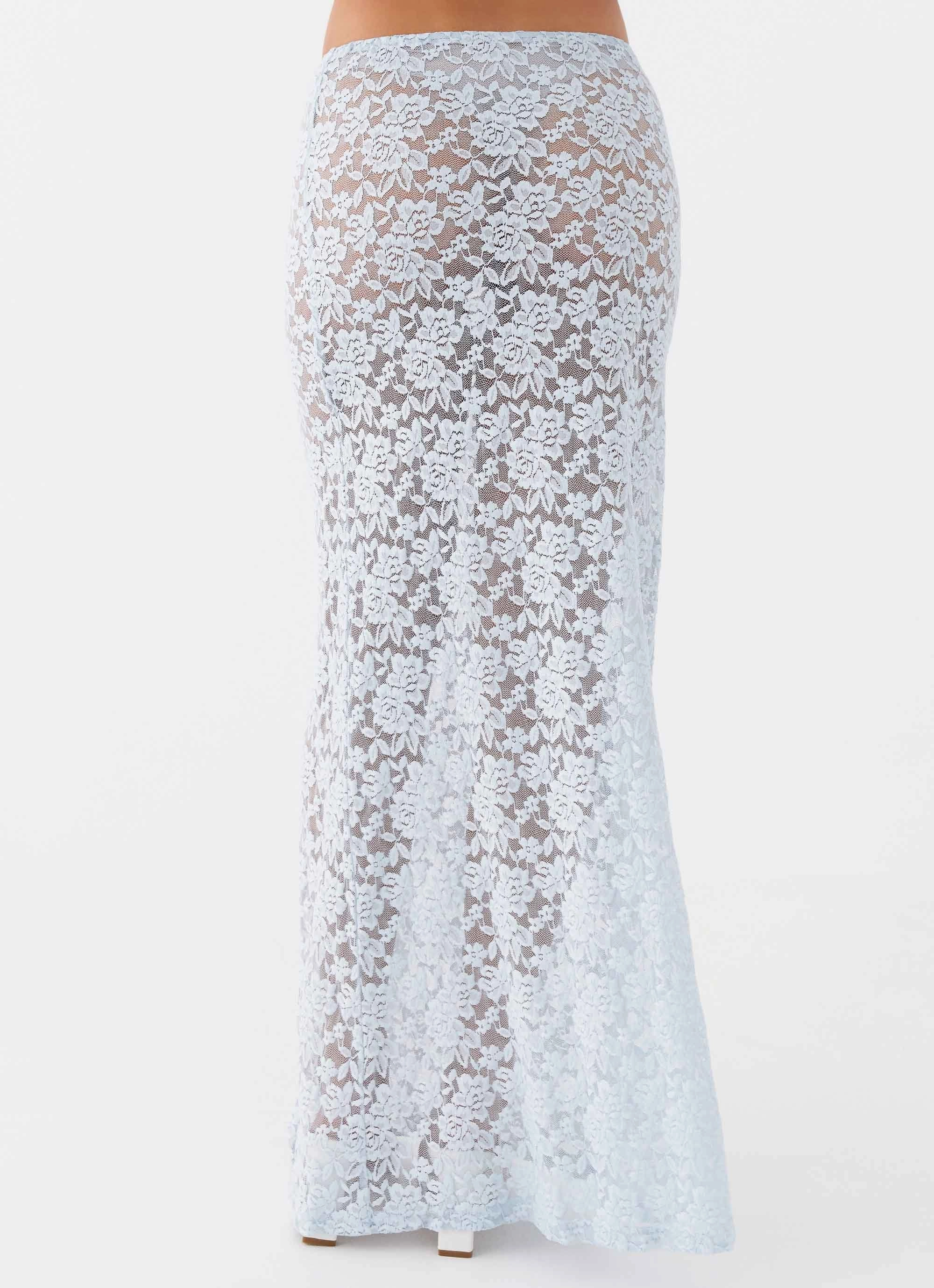 Zephyra Lace Maxi Skirt - Blue Cloud ribbed texture