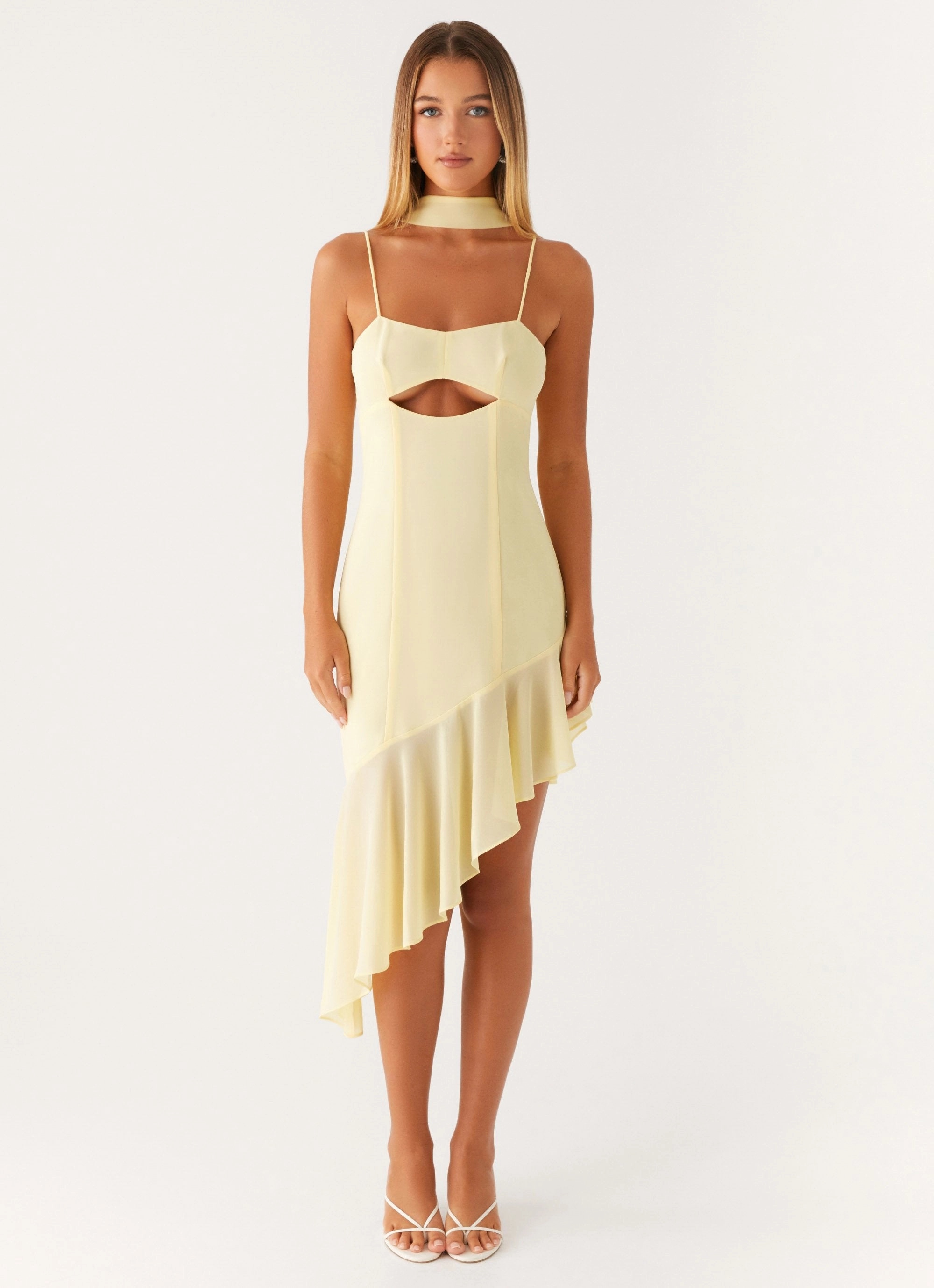 Calm Flow Zesty Asymmetrical Midi Dress - Yellow