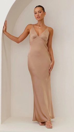Soft Curve Lightweight-Layer Ziah Maxi Dress - Latte