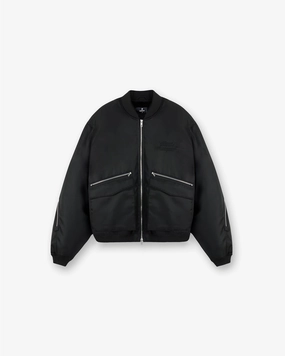 UV Resistant Finish Zip Back Bomber Jacket - Jet Black