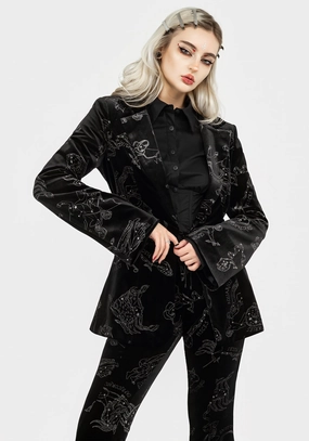 Zodiac Foil Print Velour Blazer Clean Lines